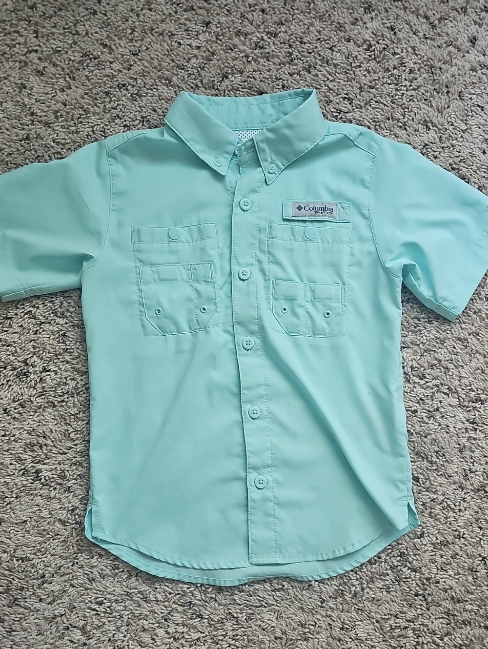 Columbia Kids' Short-Sleeve Button Front Shirt in Mint
